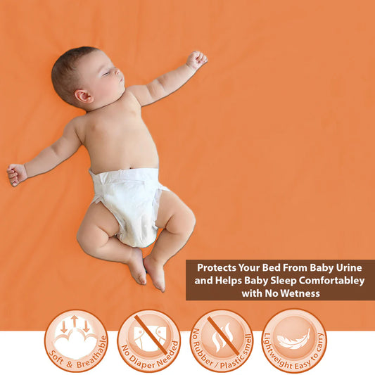 Polka Tots Infant Bed Protector-Soft & Breathable-Waterproof Mattress Cover-Peach