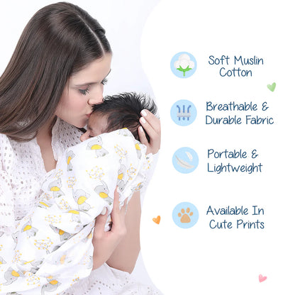 Polka Tots Jumbo Jr. & Polka Dots Printed Swaddles-Organic Muslin Cotton-Infant Wraps-Pack of 2