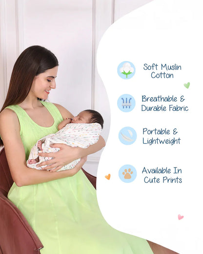 Polka Tots Miny Hearts Cupid Print Swaddles-Organic Cotton