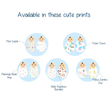 Polka Tots Miny Hearts & Cupid Print Swaddles-Organic Muslin Cotton-Infant Wraps-Pack of 2