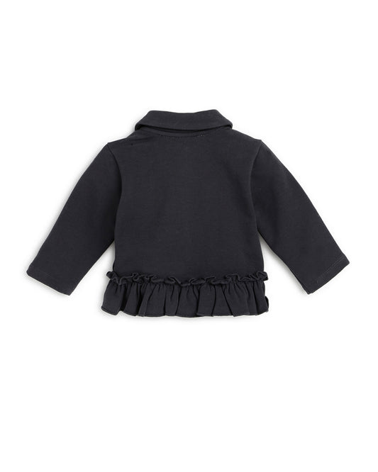 Chicco Dark Grey Winter Wear Cardigan-Solid-Cotton-For Infants