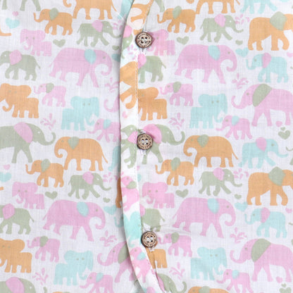 Polka Tots Multicolor Jhabla-Elephant Printed-Cotton-Pack of 3-For Infants