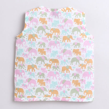 Polka Tots Multicolor Jhabla-Elephant Printed-Cotton-Pack of 3-For Infants