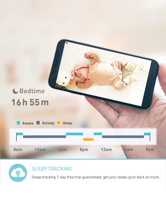 Lollipop Smart Baby Monitor with Flexible design-Contactless Breathing Monitoring, Sleep Tracking & Noise Detection-Cotton Candy