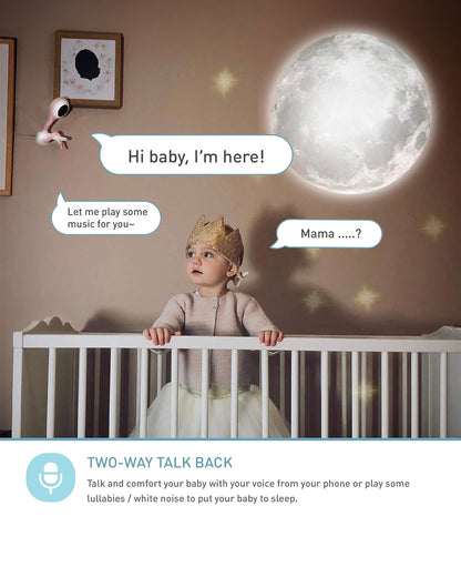 Lollipop Smart Baby Monitor with Flexible design-Contactless Breathing Monitoring, Sleep Tracking & Noise Detection-Cotton Candy