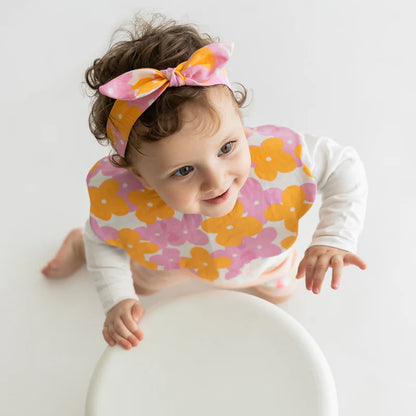 Rattle & Co Cotton Bib & Bow Set-Snap Button Closure-With Waterproof Lining-Happy Like A Fool-For Infants