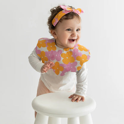 Rattle & Co Cotton Bib & Bow Set-Snap Button Closure-With Waterproof Lining-Happy Like A Fool-For Infants