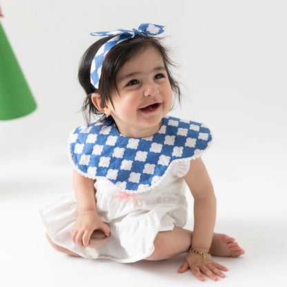 Rattle & Co Cotton Bib & Bow Set-Snap Button Closure-With Waterproof Lining-Seas The Day-For Infants