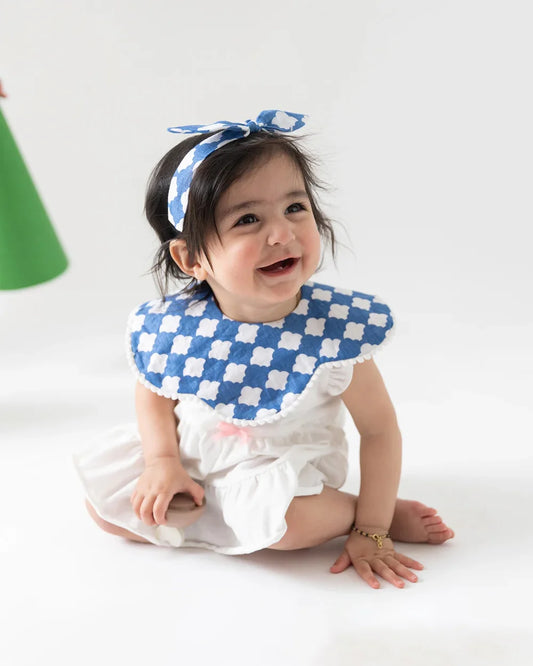 Rattle & Co Cotton Bib & Bow Set-Snap Button Closure-With Waterproof Lining-Seas The Day-For Infants