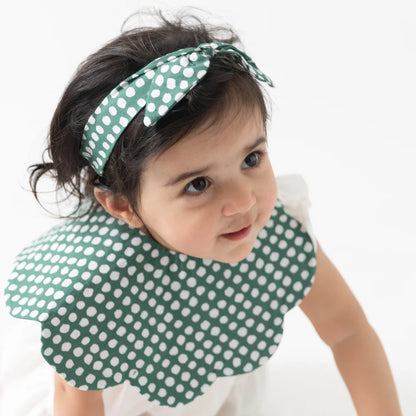 Rattle & Co Cotton Bib & Bow Set-Snap Button Closure-With Waterproof Lining-Eat Your Greens-For Infants