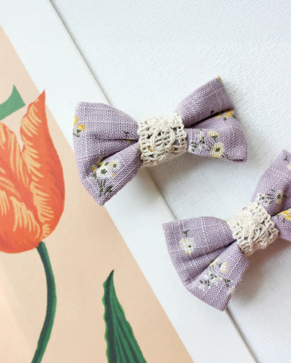 Rattle & Co Multicolored Hair Clips-Like A Rabbit-Cotton & Lace-Pack of 2-For Infants