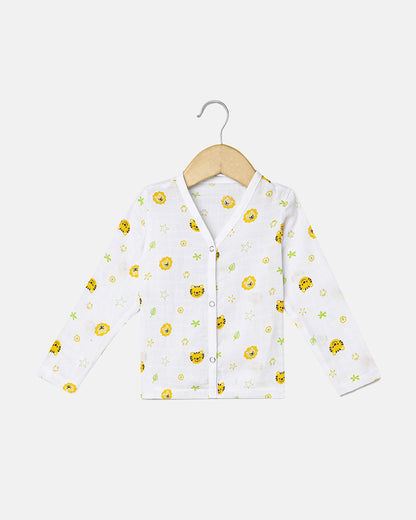 The Boo Boo Club White Nightsuit-Lion-Muslin-For Infants