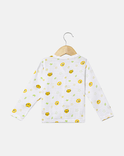 The Boo Boo Club White Nightsuit-Lion-Muslin-For Infants