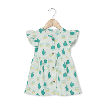 The Boo Boo Club Green Frock Dress-Cactus-Muslin-For Infants