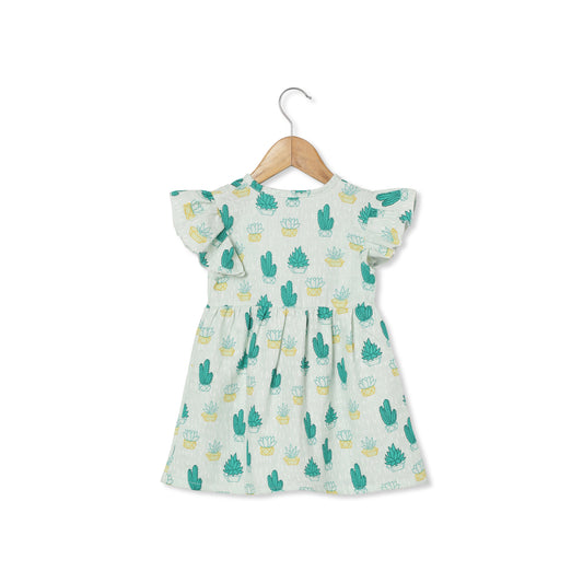 The Boo Boo Club Green Frock Dress-Cactus-Muslin-For Infants