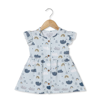 The Boo Boo Club Blue Frock Dress-Cloud-Muslin-For Infants