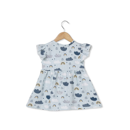 The Boo Boo Club Blue Frock Dress-Cloud-Muslin-For Infants