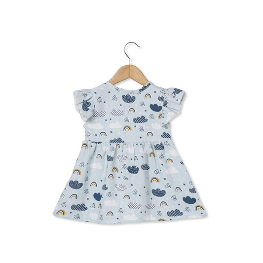 The Boo Boo Club Blue Frock Dress-Cloud-Muslin-For Infants