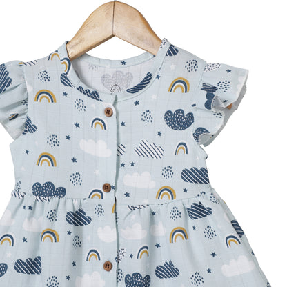 The Boo Boo Club Blue Frock Dress-Cloud-Muslin-For Infants