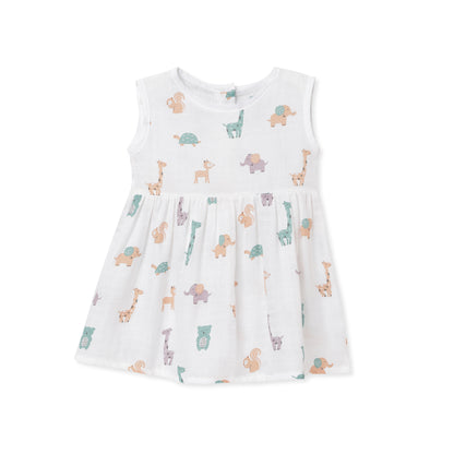 The Boo Boo Club White Frock Dress-Animal-Muslin-For Infants