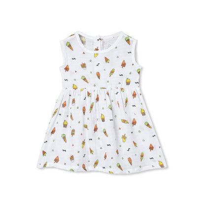 The Boo Boo Club White Frock Dress-Candy-Muslin-For Infants