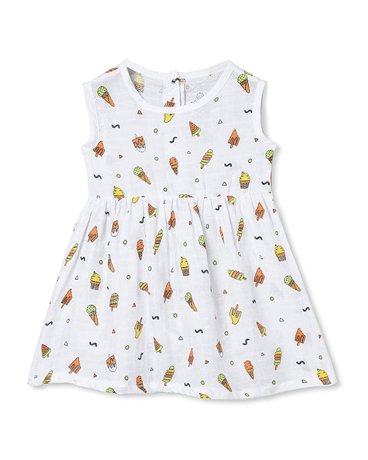 The Boo Boo Club White Frock Dress-Candy-Muslin-For Infants