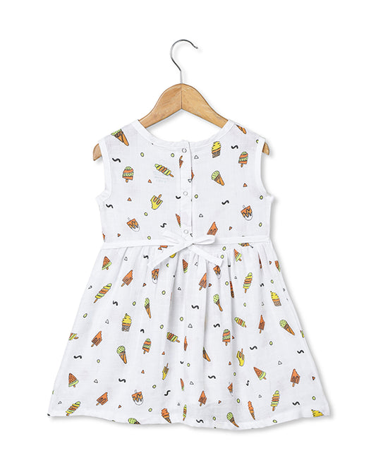 The Boo Boo Club White Frock Dress-Candy-Muslin-For Infants