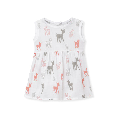 The Boo Boo Club White Frock Dress-Deer-Muslin-For Infants