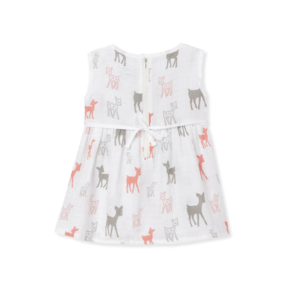 The Boo Boo Club White Frock Dress-Deer-Muslin-For Infants