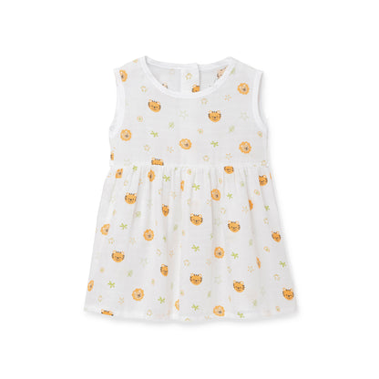 The Boo Boo Club White Frock Dress-Tiger-Muslin-For Infants