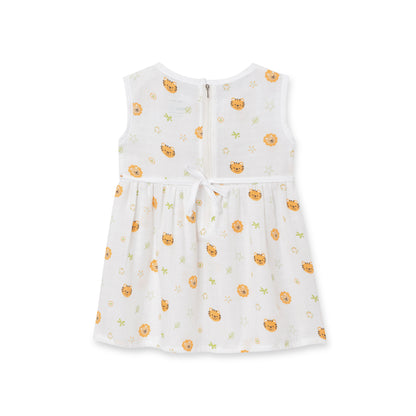 The Boo Boo Club White Frock Dress-Tiger-Muslin-For Infants