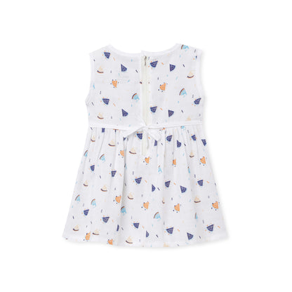 The Boo Boo Club White Frock Dress-Watermelon-Muslin-For Infants