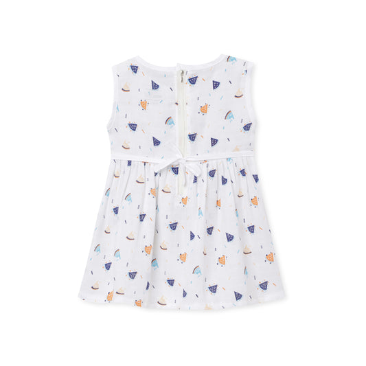 The Boo Boo Club White Frock-Watermelon-Muslin-For Infants