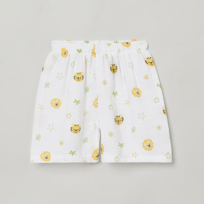 The Boo Boo Club White Coord Set-Lion-Muslin-For Infants