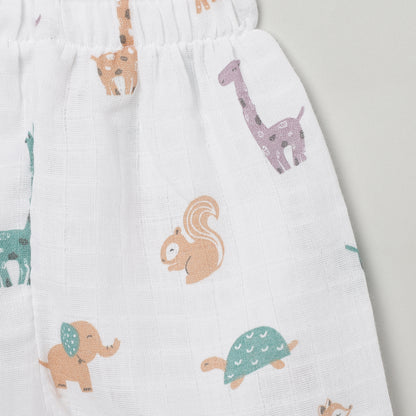 The Boo Boo Club White Coord Set-Animal-Muslin-For Infants