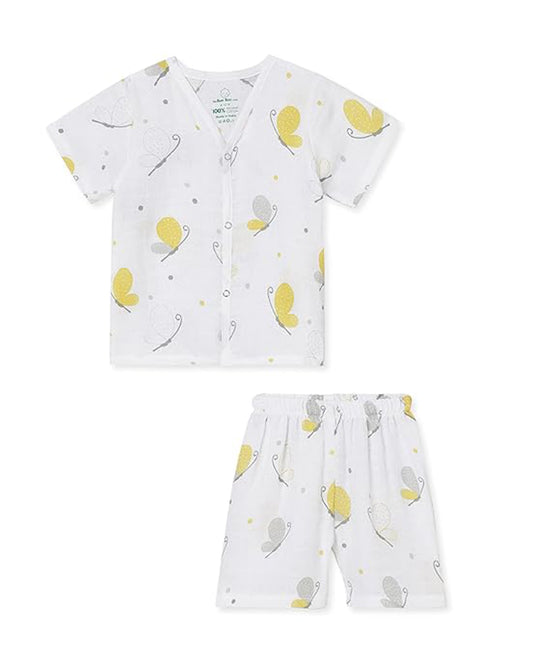 The Boo Boo Club White Coord Set-Butterfly-Muslin-For Infants