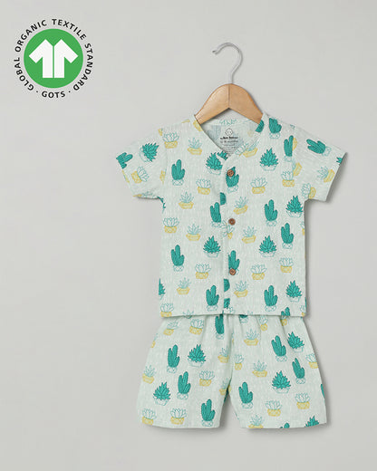 The Boo Boo Club Green Coord Set-Cactus-Muslin-For Infants