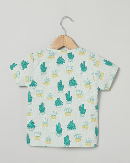 The Boo Boo Club Green Coord Set-Cactus-Muslin-For Infants