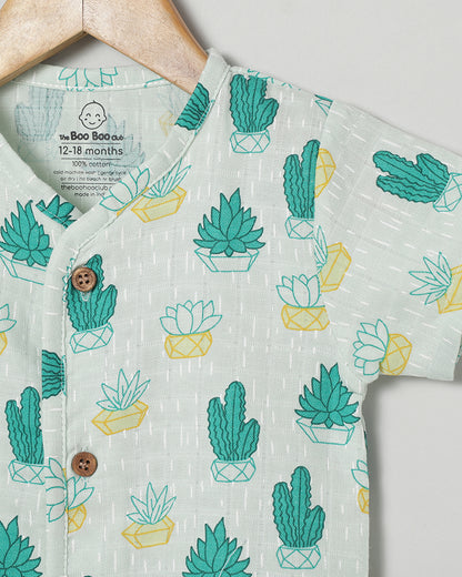 The Boo Boo Club Green Coord Set-Cactus-Muslin-For Infants