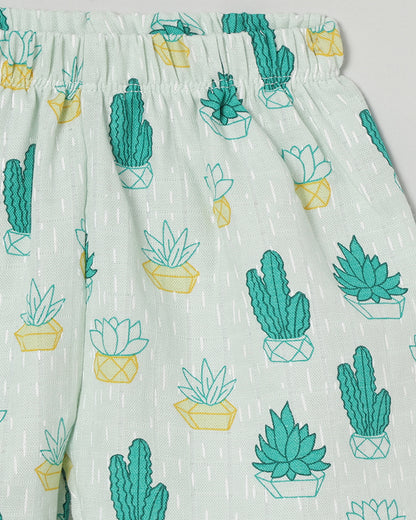 The Boo Boo Club Green Coord Set-Cactus-Muslin-For Infants