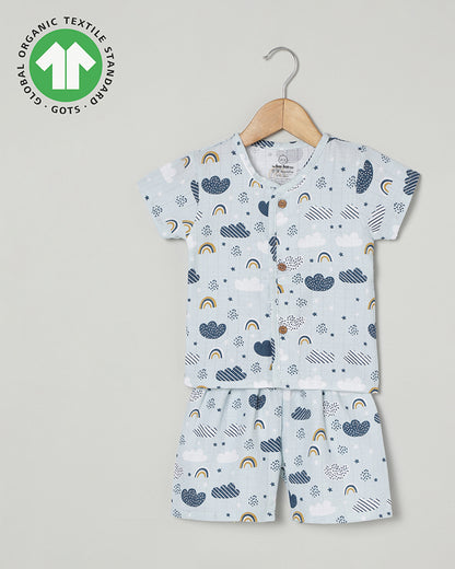 The Boo Boo Club Blue Coord Set-Cloud-Muslin-For Infants
