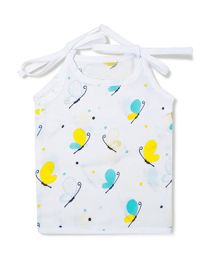 The Boo Boo Club White Vest-Animal Print-Muslin-Pack of 4-For Infants