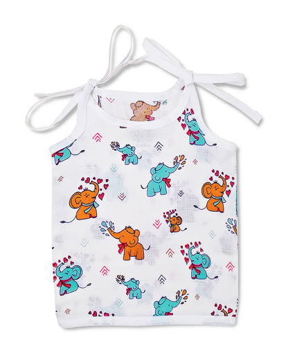 The Boo Boo Club White Vest-Animal Print-Muslin-Pack of 4-For Infants