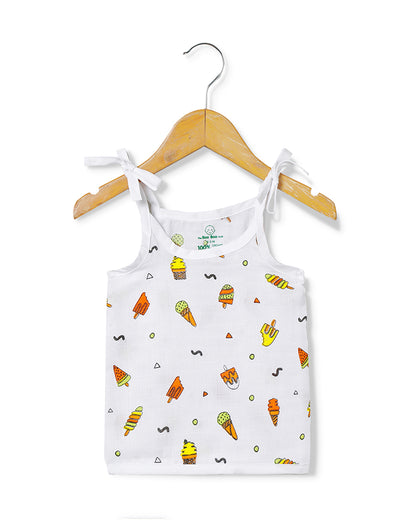 The Boo Boo Club White Vest-Multiprint-Muslin-Pack of 4-For Infants