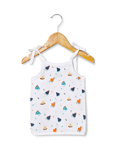 The Boo Boo Club White Vest-Multiprint-Muslin-Pack of 4-For Infants