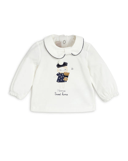 Chicco White T-shirt-Sweet Home Printed-Cotton-For Infants