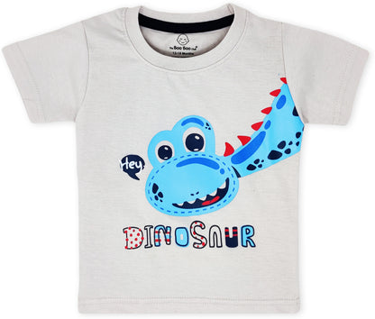 The Boo Boo Club Grey & Blue T-shirt & Shorts-Dino-Cotton-For Infants
