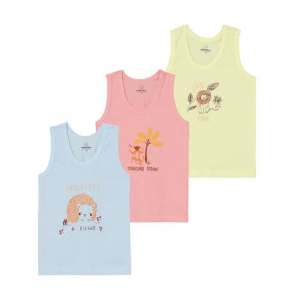 The Boo Boo Club Blue, Peach & Green Vest-Embroidered-Cotton-Pack of 3-For Infants