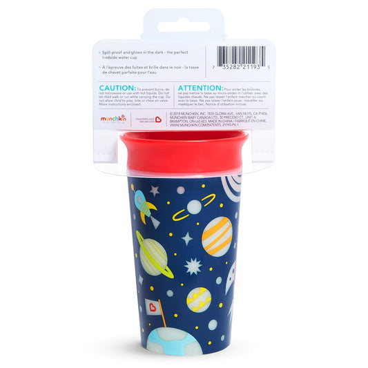 Munchkin Miracle 360 Degree Glow In The Dark Sippy Cup-Red-Auto Flow Stop-For Infants