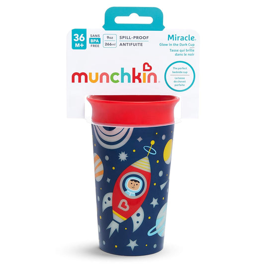 Munchkin Miracle 360 Degree Glow In The Dark Sippy Cup-Red-Auto Flow Stop-For Infants